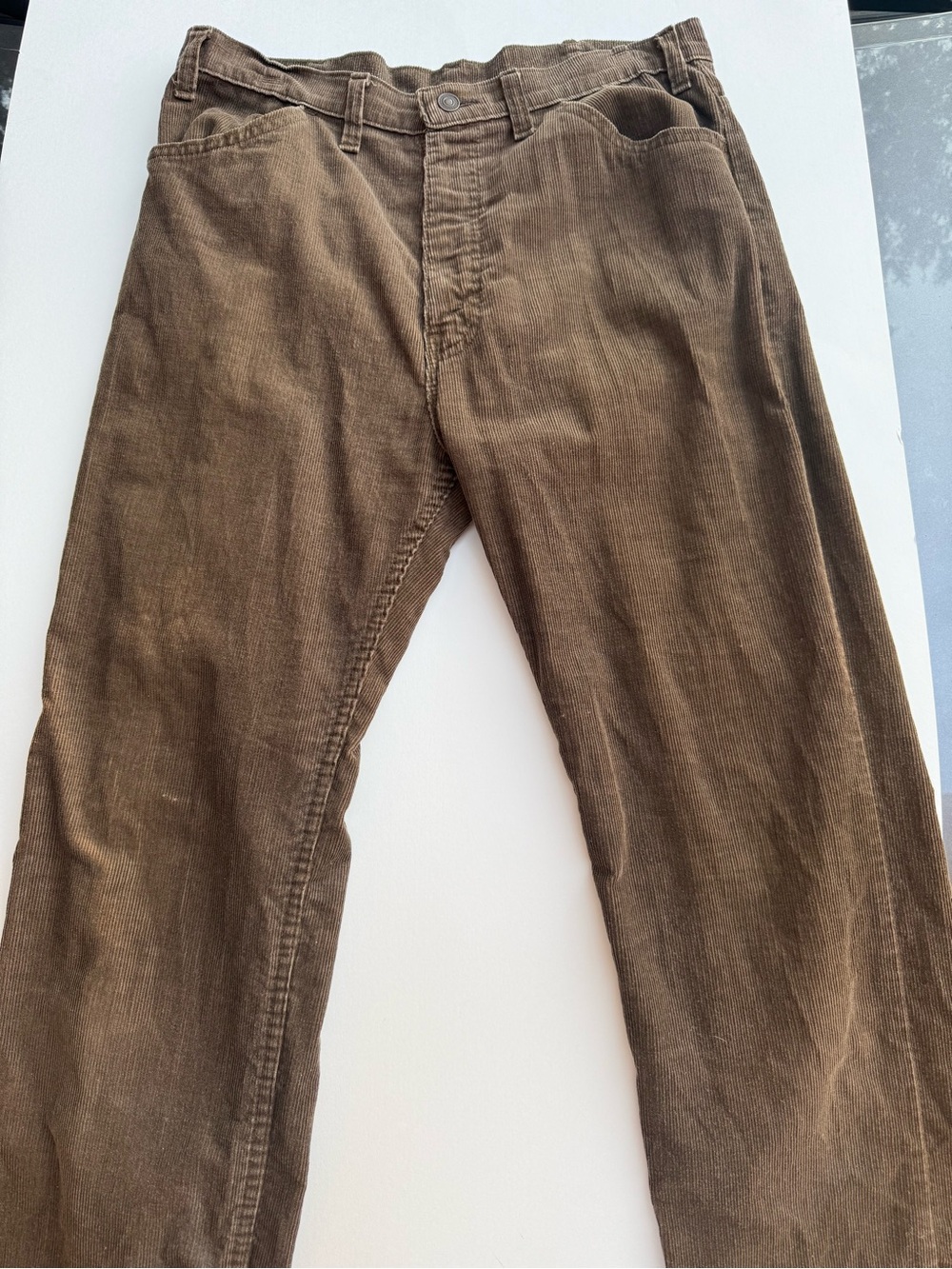 VINTAGE 70’s Brown Corduroy Flat Front Straight Leg 34x35 Regular Fit Pants Jean